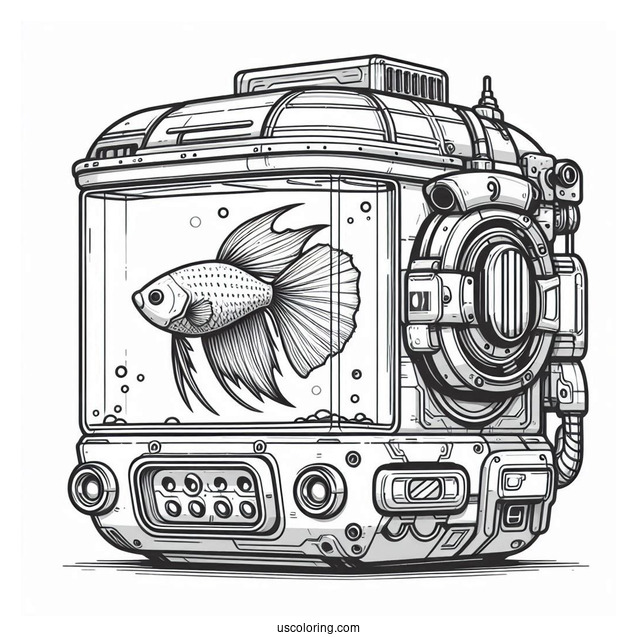 Futuristic Goldfish Tank Robot