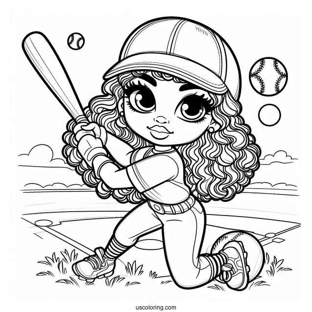 Easy Baseball Coloring Page For Kids