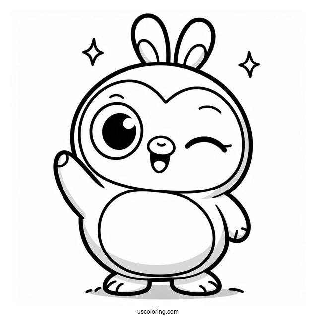 Pororo Coloring Page Of Poby Winking And Waving