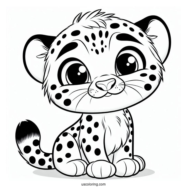 Cartoon Cheetah Coloring Page With Mischievous Grin