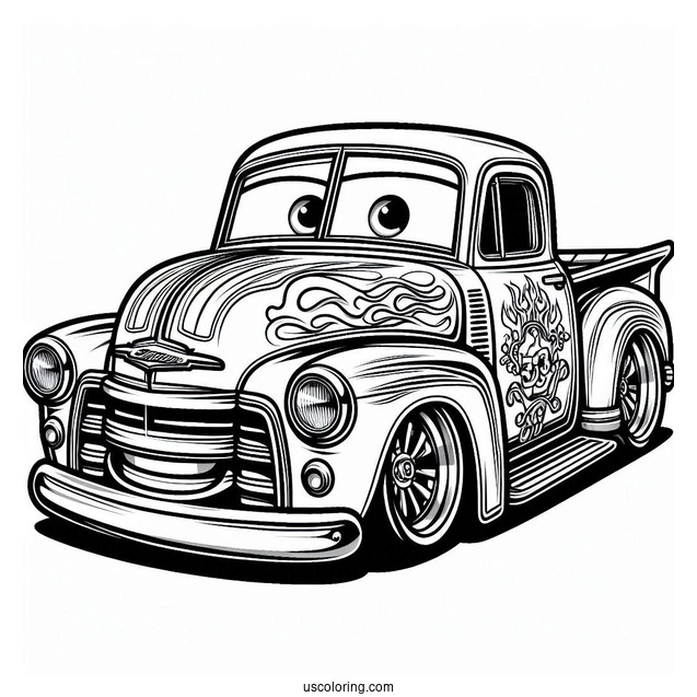 Lightning McQueen Lowrider Coloring Page For Kids