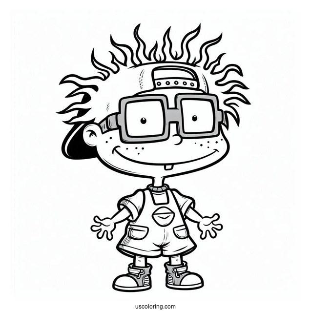 Rugrats Coloring Page Of Simple Chuckie Finster Outline For Kids