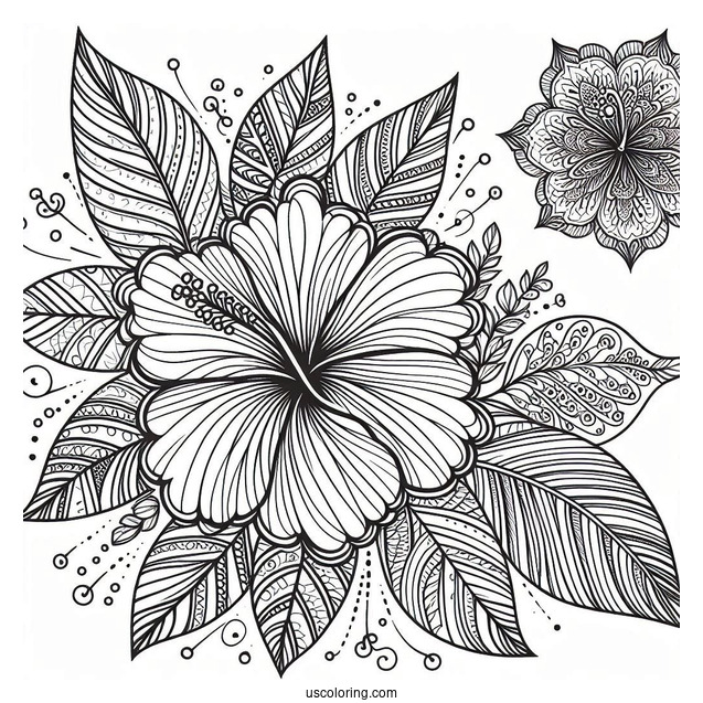 Intricate Hibiscus Pattern Coloring Page