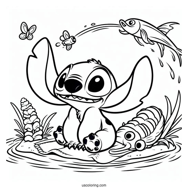 Lilo & Stitch Coloring Page Of Experiment 221 Sparky