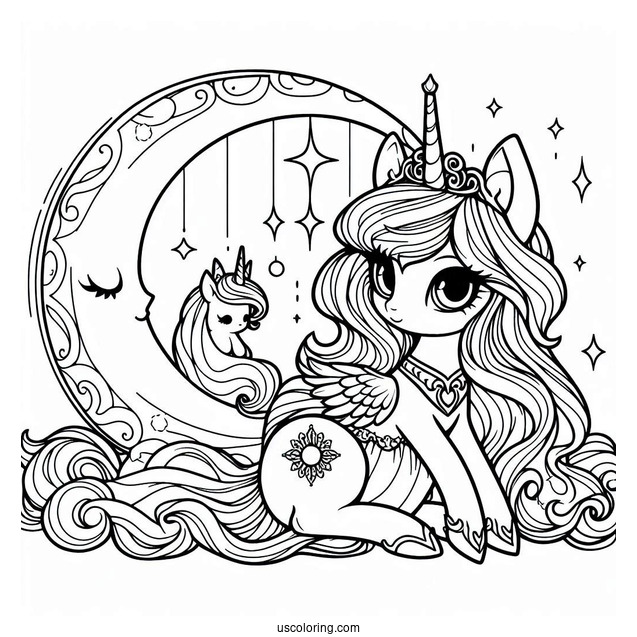 Simple Princess Luna Coloring Page For Kids