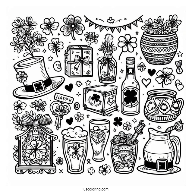 Celebratory Happy St Patrick_s Day Coloring Page