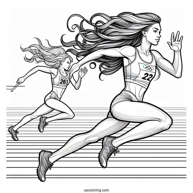 Olympics Coloring Page Of Track And Field Woman Runners