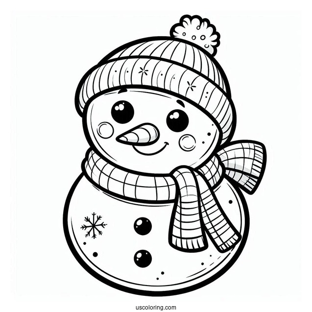 Easy Snowman Face To Color For Preschoolers