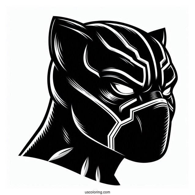 Black Panther Wearing Mask Coloring Page