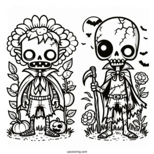 Coloring Sheet Of Halloween Themed Zombie