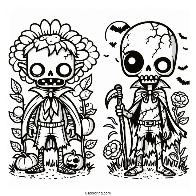 Coloring Sheet Of Halloween Themed Zombie