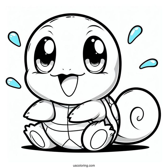 Smiling Squirtle Coloring Page For Preschoolers