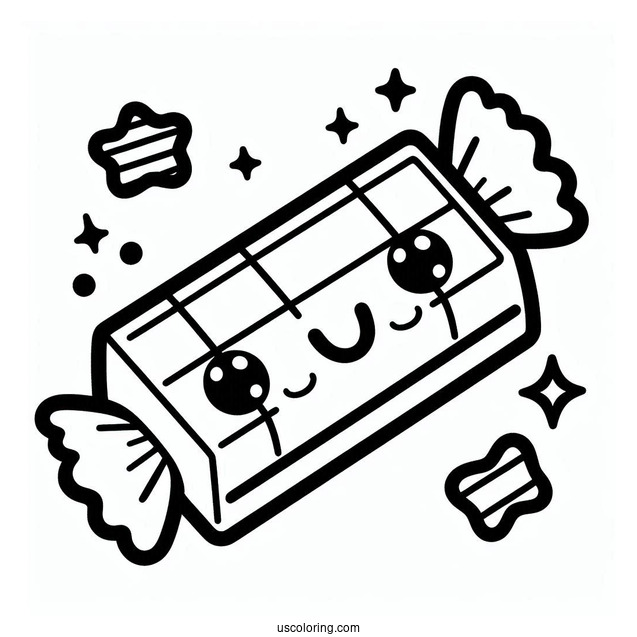 Kawaii Chocolate Bar To Color