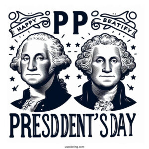 Happy President s Day Words With George Washington Portrait