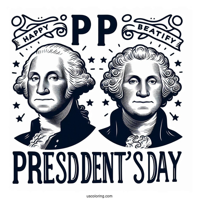 Happy President s Day Words With George Washington Portrait