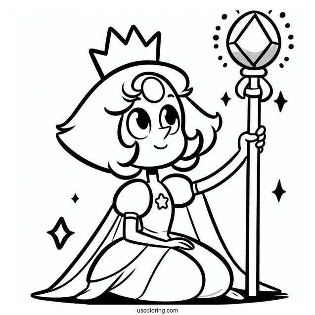 Steven Universe Coloring Page Of Simple Pearl Holding Spear