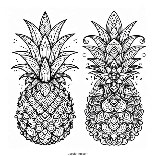 Elegant Pineapple Coloring Page Mandala Design For Adults