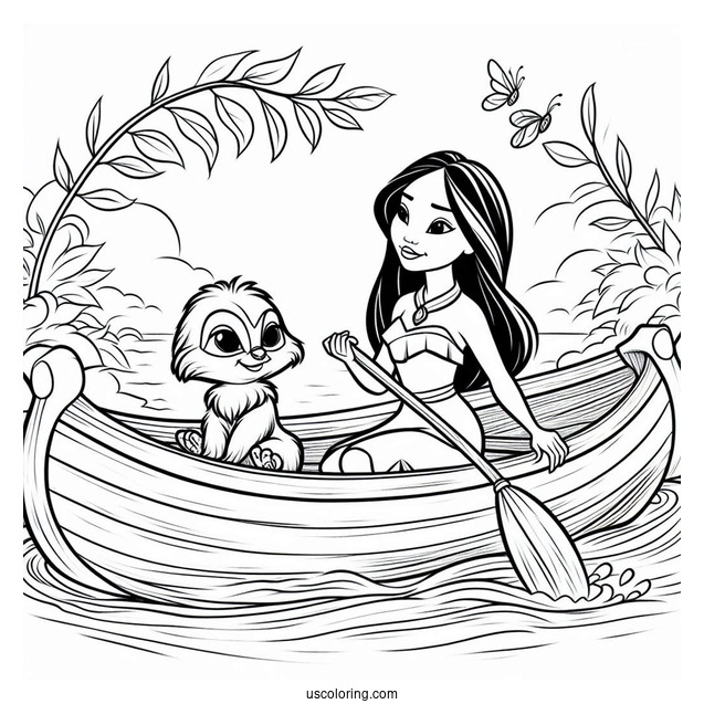 Meeko And Percy On Canoe Coloring In