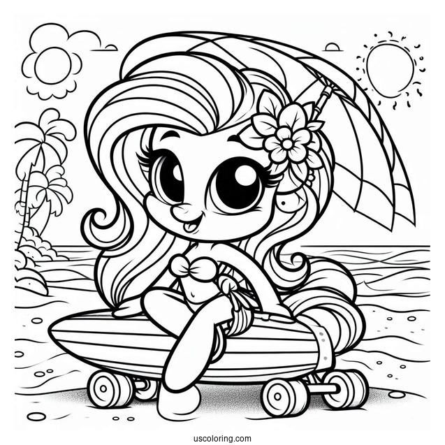 Blu Posing With A Skareboard At The Beach