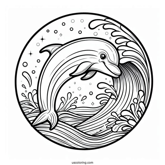 Dolphin Poking Out Of Waves To Color
