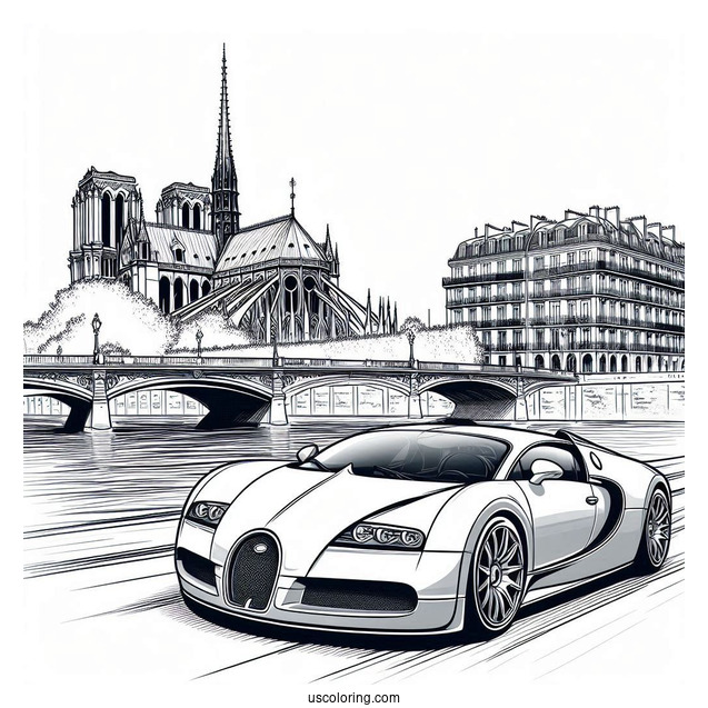 2024 Bugatti Coloring Page W16 Mistral