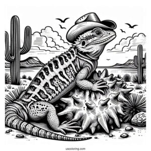 Texas horned lizard Coloring Page In Desert