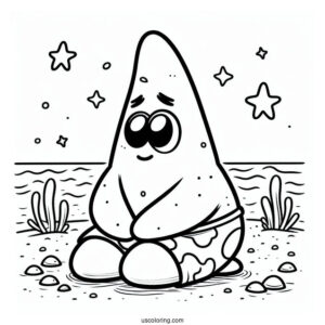 Patrick Star Coloring Page Kneeling On The Ground