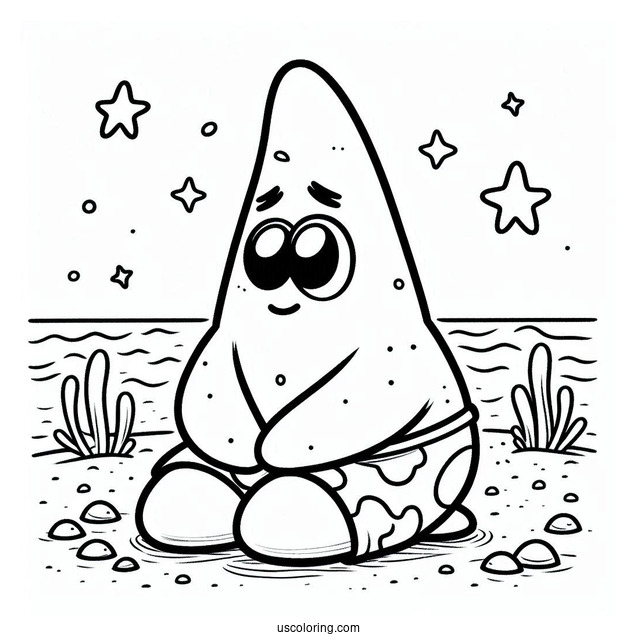 Patrick Star Coloring Page Kneeling On The Ground
