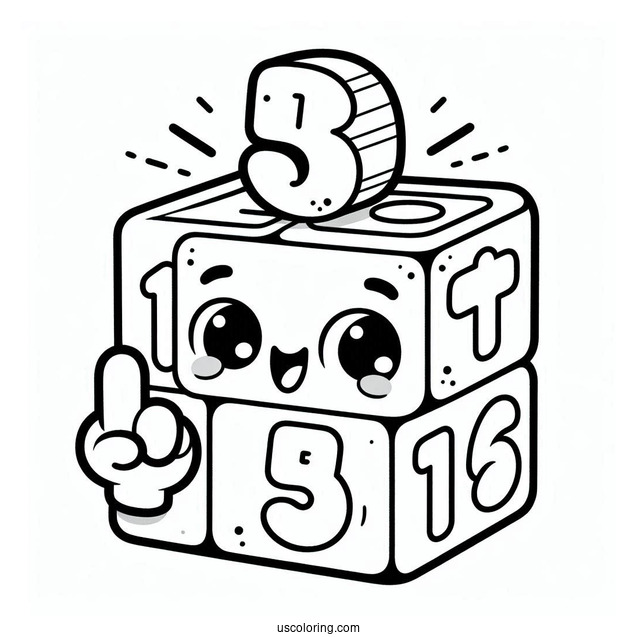 Numberblocks Coloring Page 5 Pointing