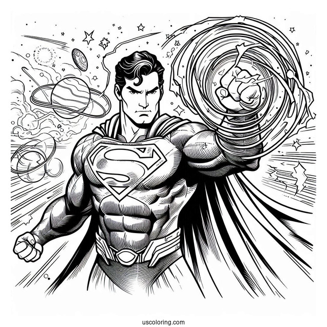 Justice League Coloring Page Of Superman In Space Coloring Sheet