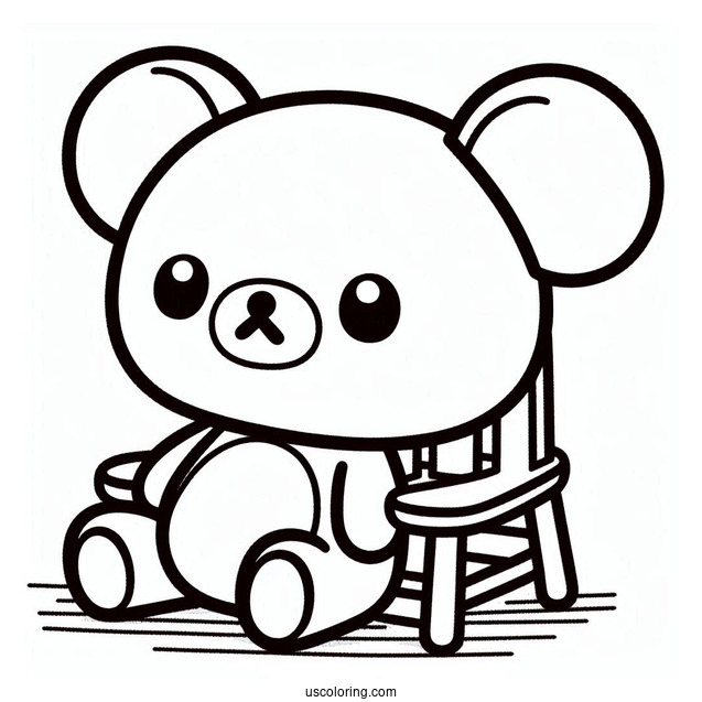 Rilakkuma Coloring Page Of Easy Chairoikoguma Sitting On The Floor Outline Coloring Page For Preschoolers