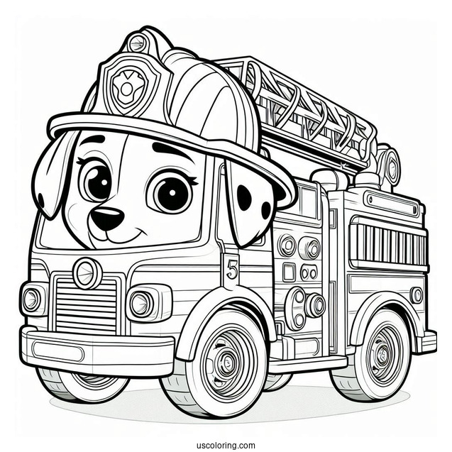 Coloring Page Of Marshall With Fire Truck