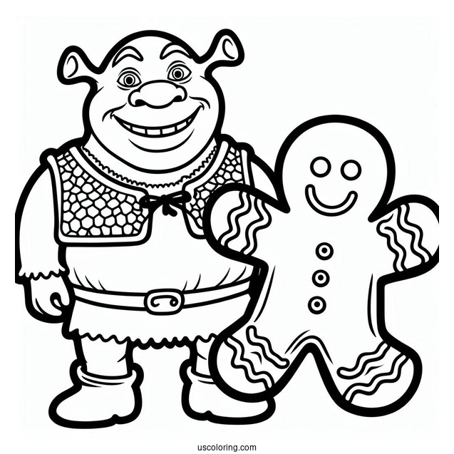 Coloring Page Of Shrek Gingerbread Man