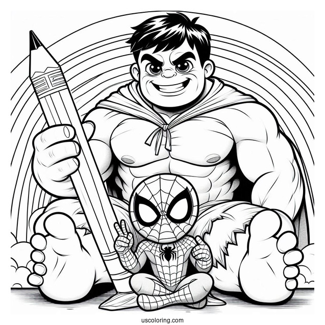 Spider Man And Hulk Coloring Sheet