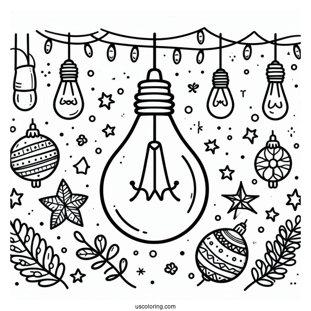 Simple To Color Christmas Light Bulbs