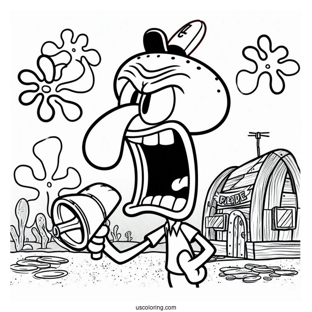 Squidward Complaining Coloring Page