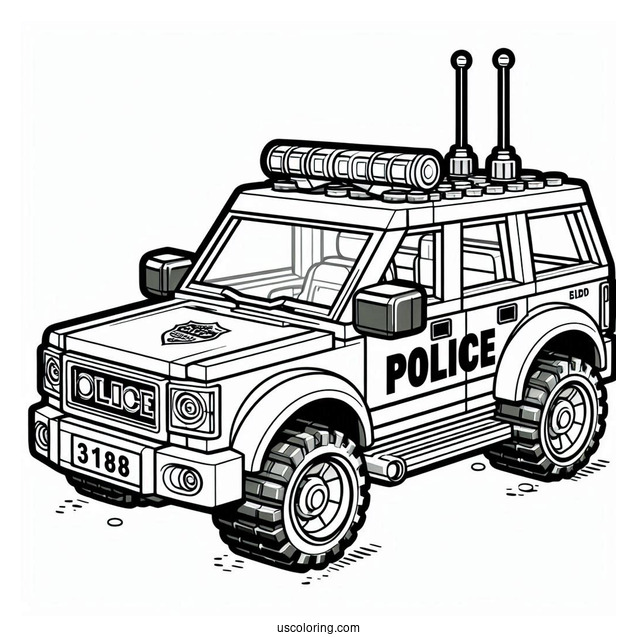 Lego Police Car Coloring Page