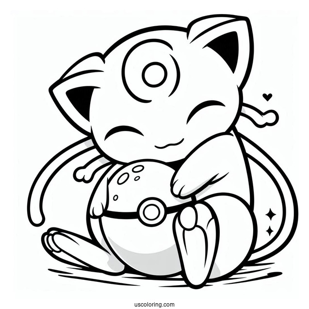 Mew Coloring Page Hugging Bulbasaur