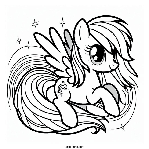 Simple Rainbow Dash Coloring Page For Kids