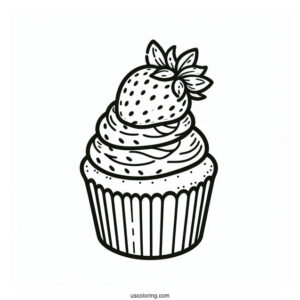 Strawberry Cupcake Coloring Sheet