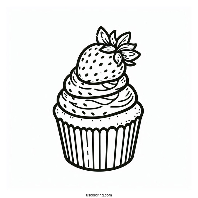 Strawberry Cupcake Coloring Sheet