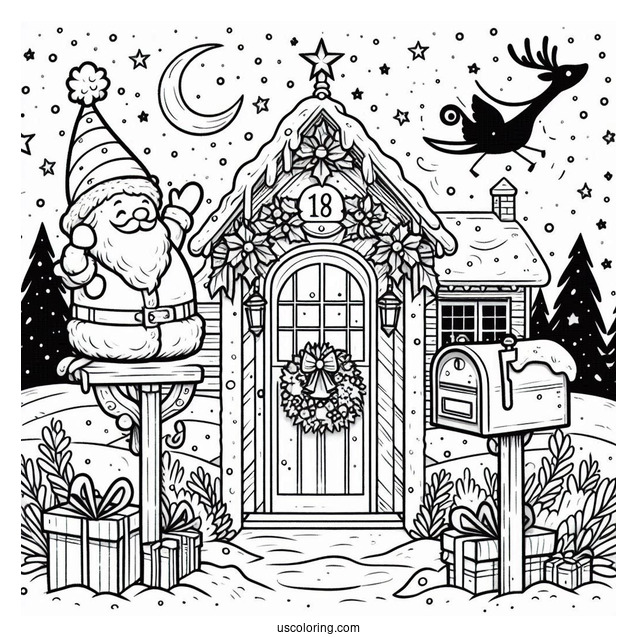 North Pole Coloring Page Express Mailbox
