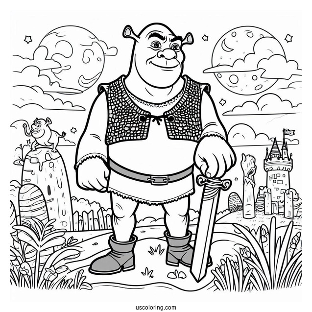 Coloring Page Of Shrek For Preschoolers