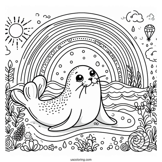 Easy Seal Coloring Page Outline