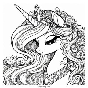 Princess Celestia Coloring Page Close Up With Detailed Main