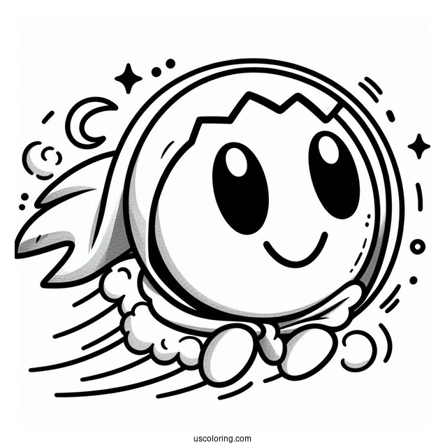 Simple Pac-Man Coloring Page With Cape For Preschoolers