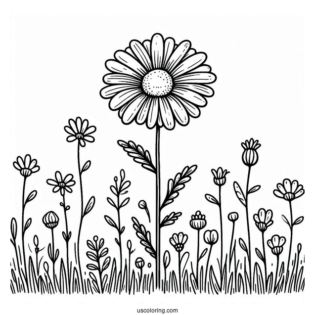 Flower Coloring Pages Of Field Of Daisies For Preschoolers