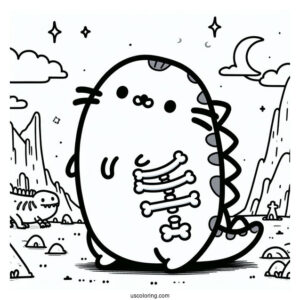 Pusheen T-Rex Dinosaur With Bones