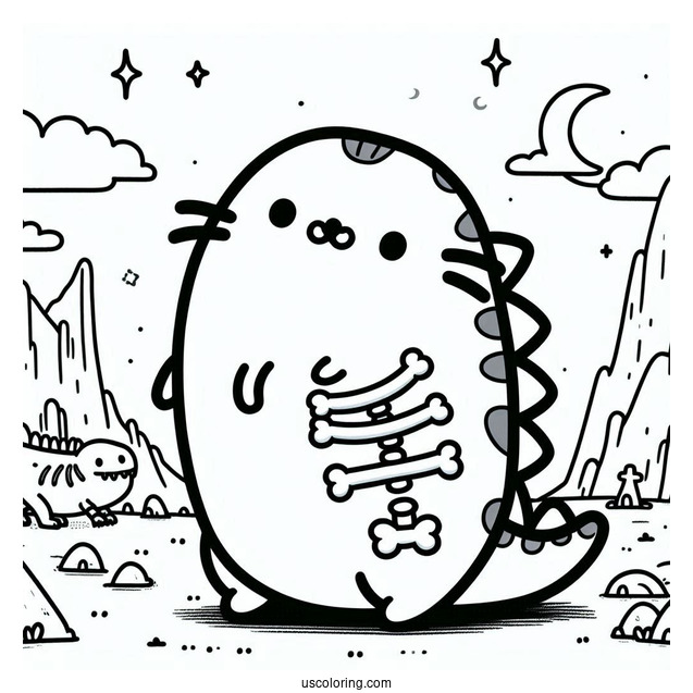 Pusheen T-Rex Dinosaur With Bones