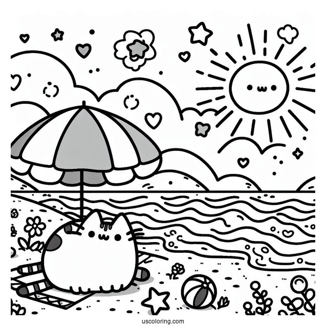 Pusheen At The Beach During Summer